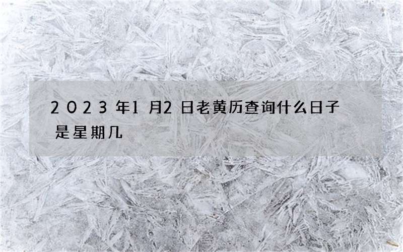 2023年1月2日老黄历查询什么日子 是星期几